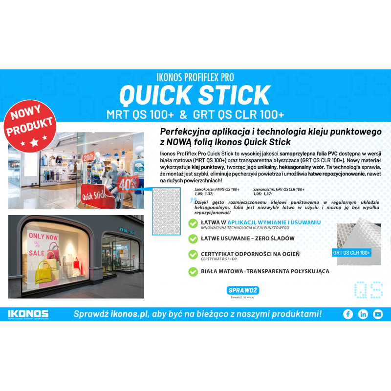 Folia  Ikonos Profiflex Pro Quick-stick Grt Qs CLR 1,05x50m Gloss Clear